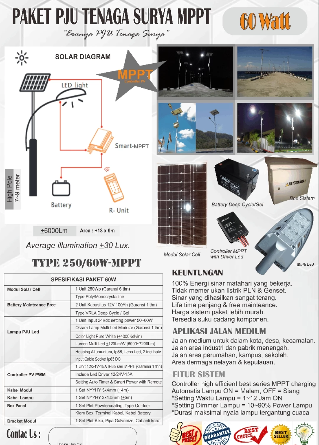 PJU Solarcell Konvensional 60W