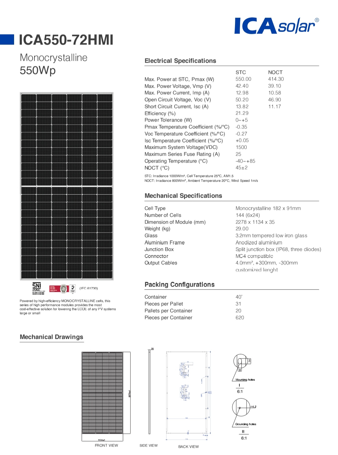 Panel Surya 550WP ICA Solar