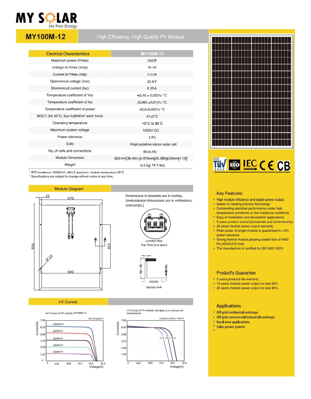 Panel Surya 100WP My Solar