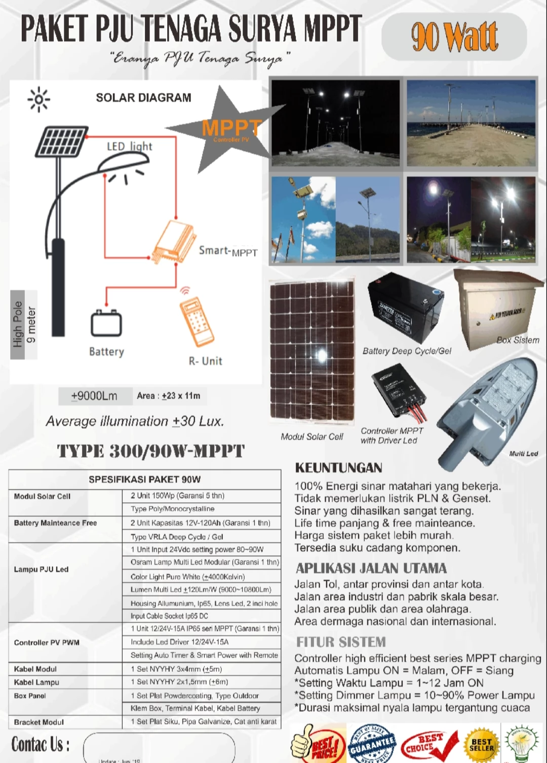PJU Solarcell Konvensional 90W