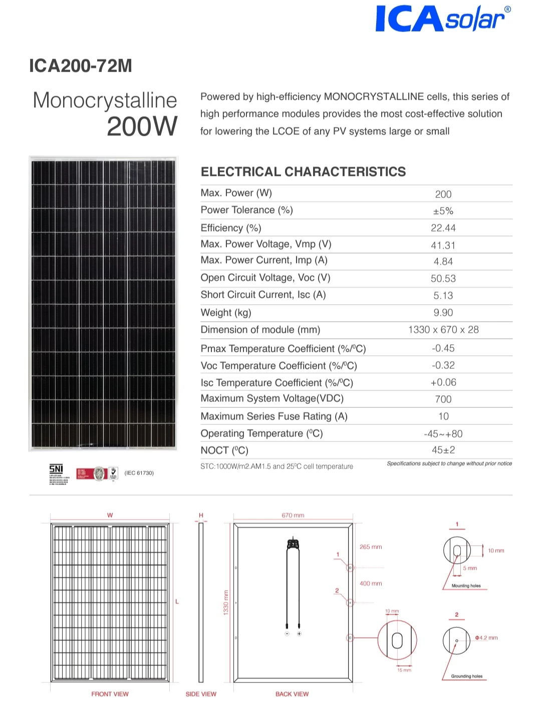 Modul 200WP SNI Monocrystalline